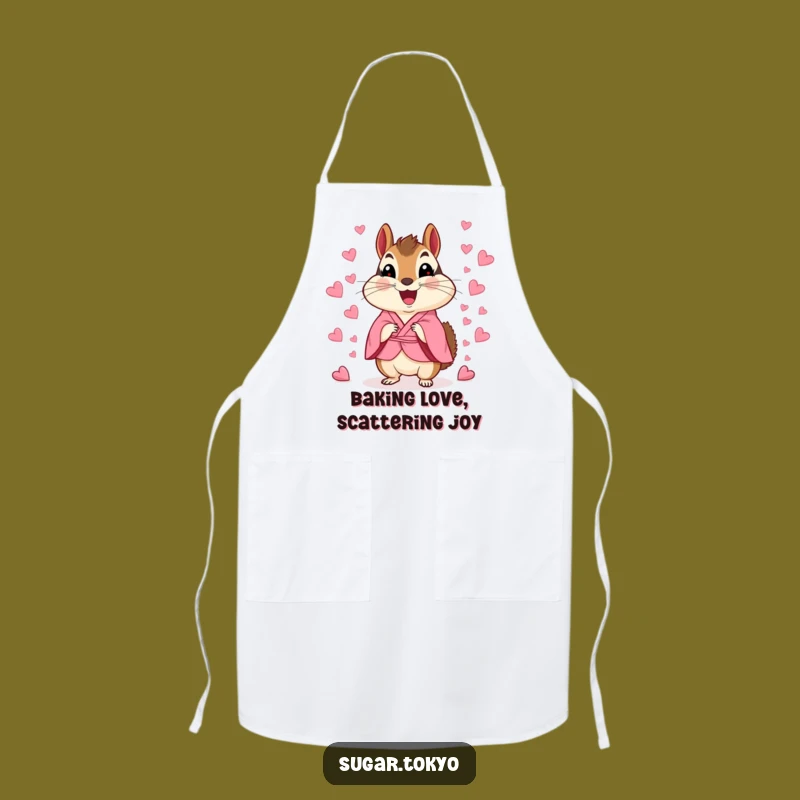 Funny Chipmunk Kimono Apron - Cute Candy Heart Scatter Kitchen Gift!