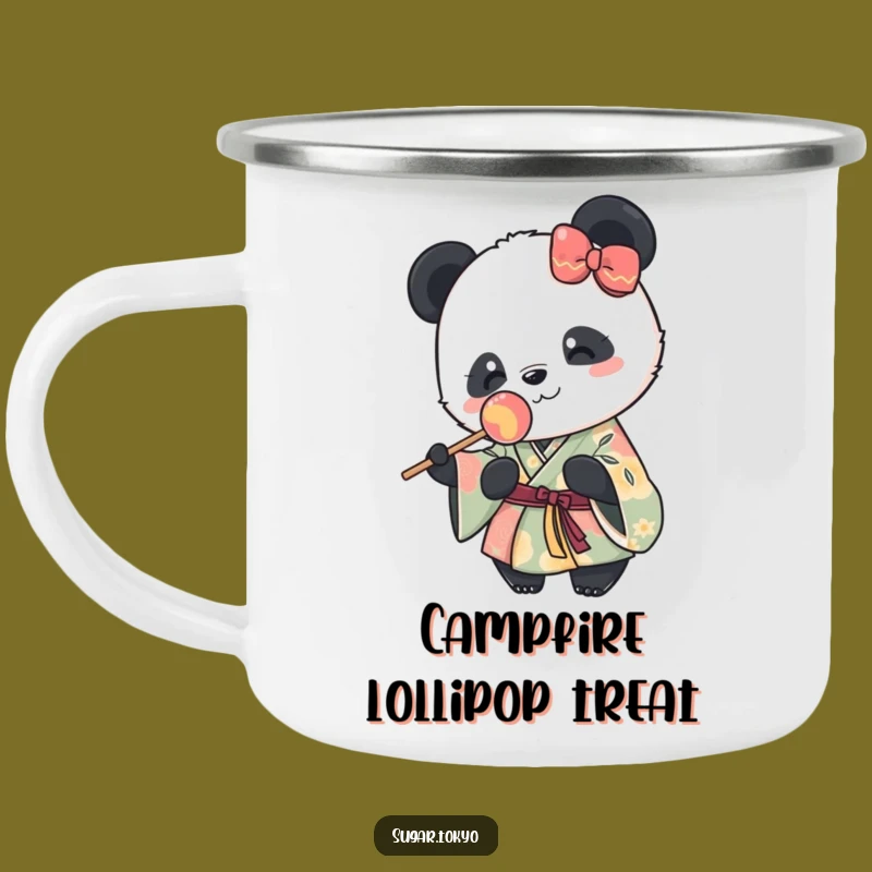 Funny Panda Kimono Camping Mug: Adventure Panda with Lollipop, Fun Funny Gift