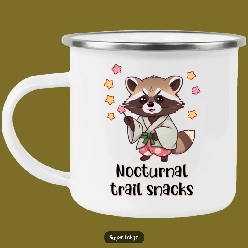 Funny Raccoon Kimono Camping Mug - Trail Snacks, Hilarious Gift!