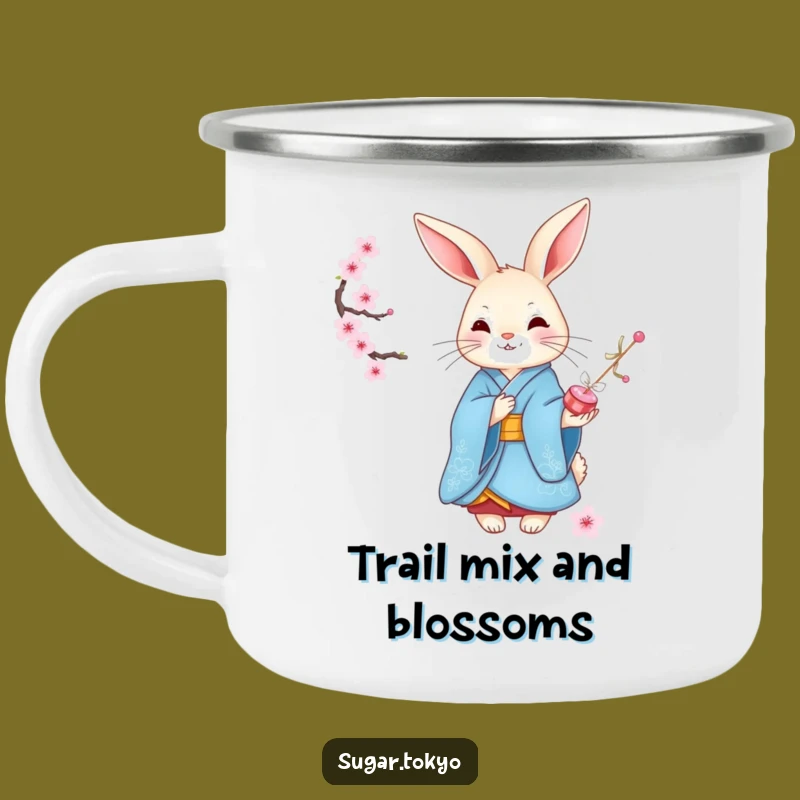 Funny Graceful Rabbit Kimono Camping Mug - Durable and Hilarious Outdoor Companion