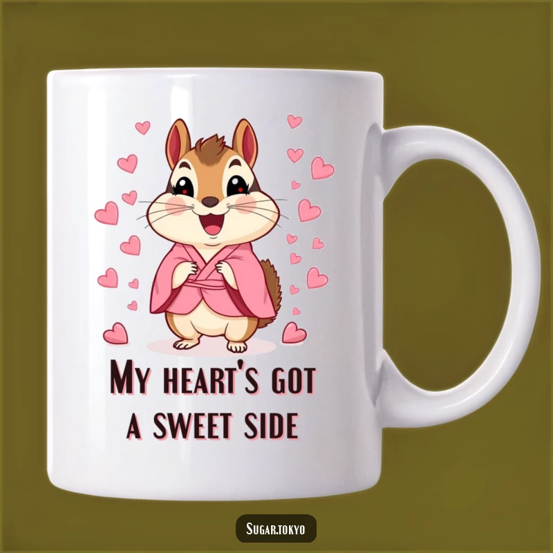 Funny Chipmunk Kimono Candy Hearts Mug - Perfect Gift for Sweet Celebrations!