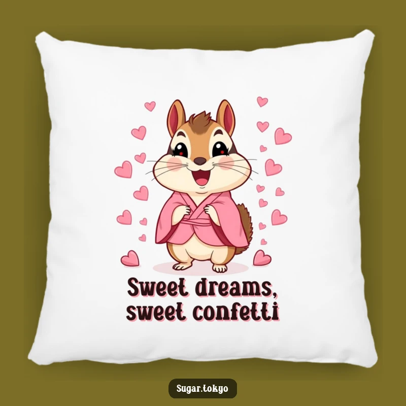 Funny Chipmunk Kimono Pillow - Cozy Candy Heart Scatter Cushion Gift!