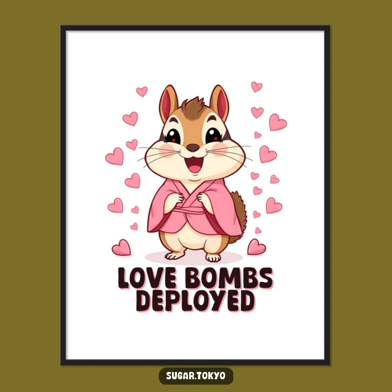 Funny Chipmunk Kimono Digital Art - Instant Candy Heart Scatter Download Gift!