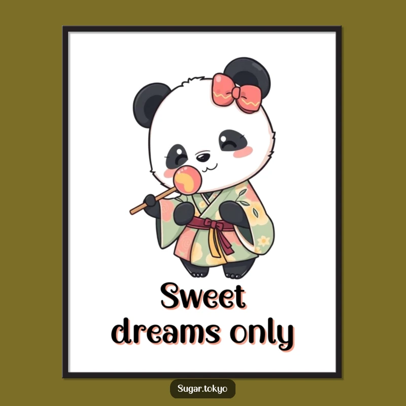Funny Panda Kimono Poster: Happy Lollipop Panda Art, Delightful Funny Gift Decor