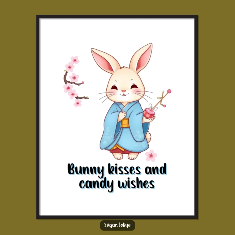 Funny Free Printable Wall Art Rabbit: Cherry Blossom Sweets Downloadable