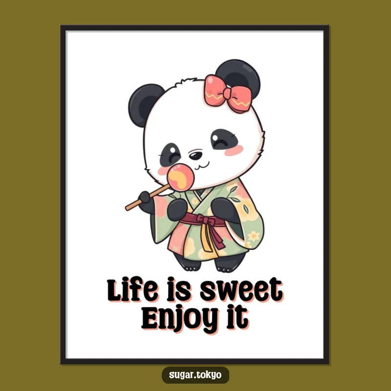 Free Printable Wall Art: Funny Panda in Kimono with Lollipop Decor
