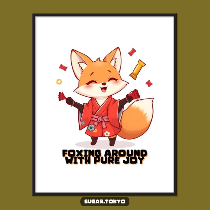 Funny Free Printable Wall Art Fox: Juggling Wrappers Fun Downloadable