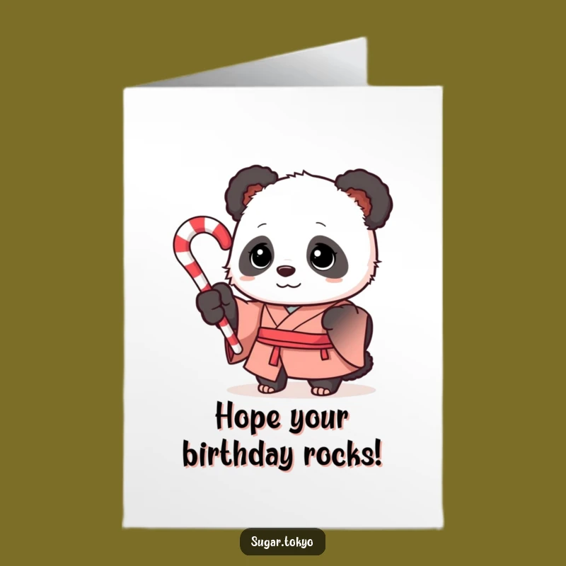 Free Printable Birthday Card Panda: Candy Cane Cheer Downloadable