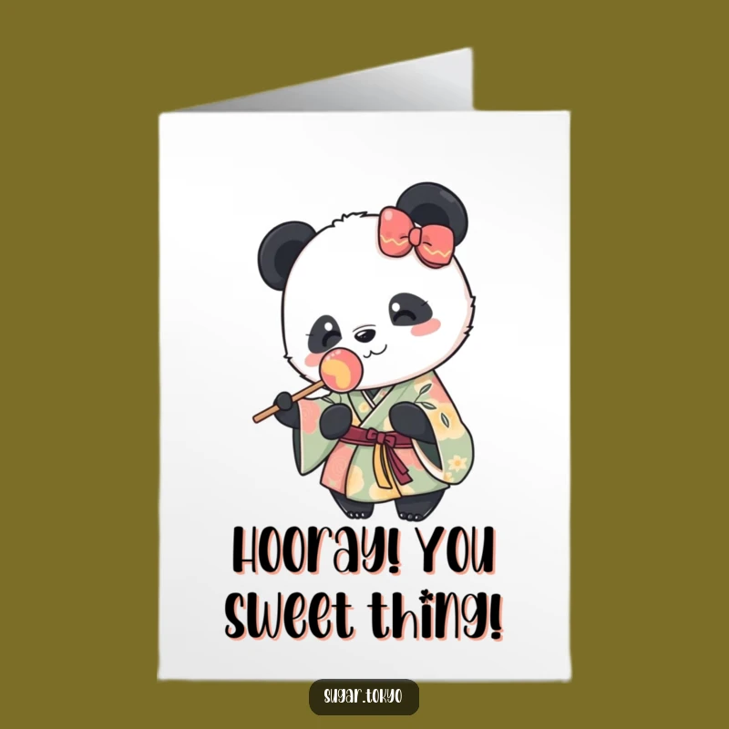 Free Printable Congrats Card: Panda Shares Sweet Success with Lollipop