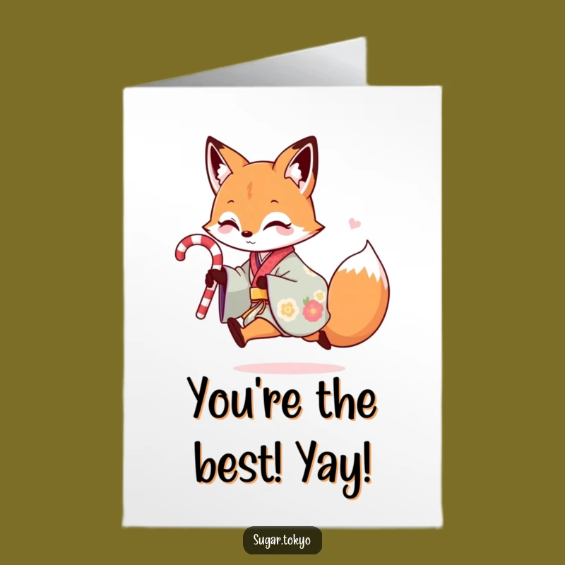 Free Printable Congrats Card: Fox Skips to Celebrate Your Win
