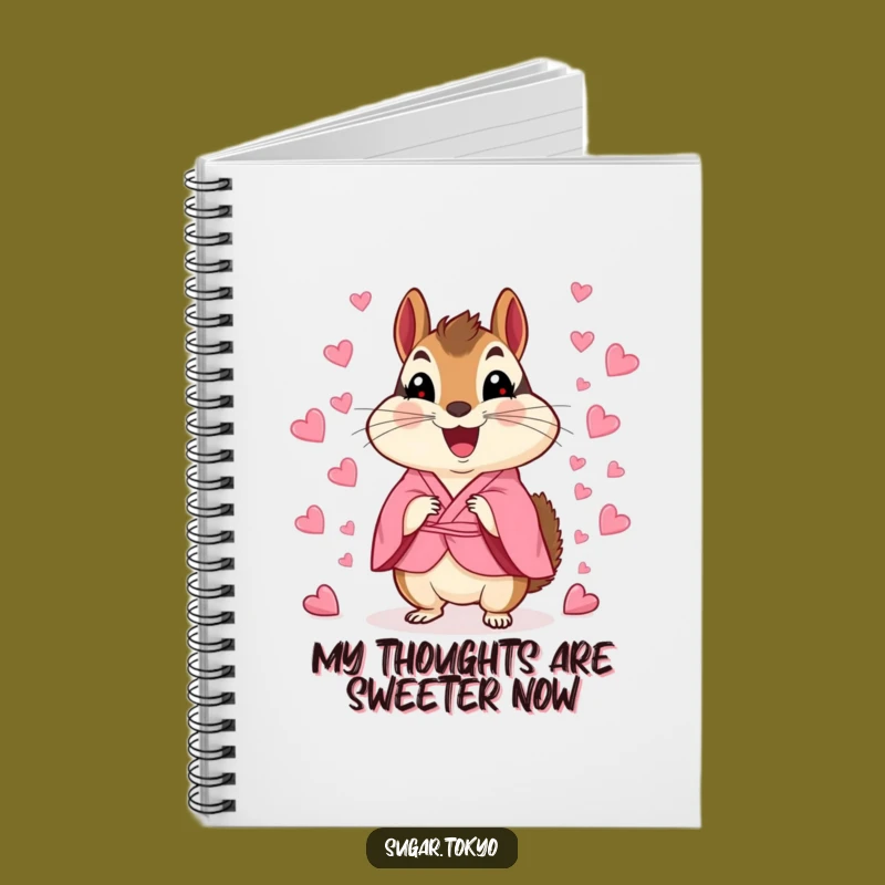 Funny Chipmunk Kimono Notebook - Cute Candy Heart Scatter Journal Gift!