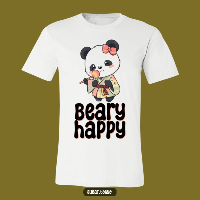Funny Panda Kimono T-Shirt: Happy Panda with Lollipop, Ideal Funny Gift Tee
