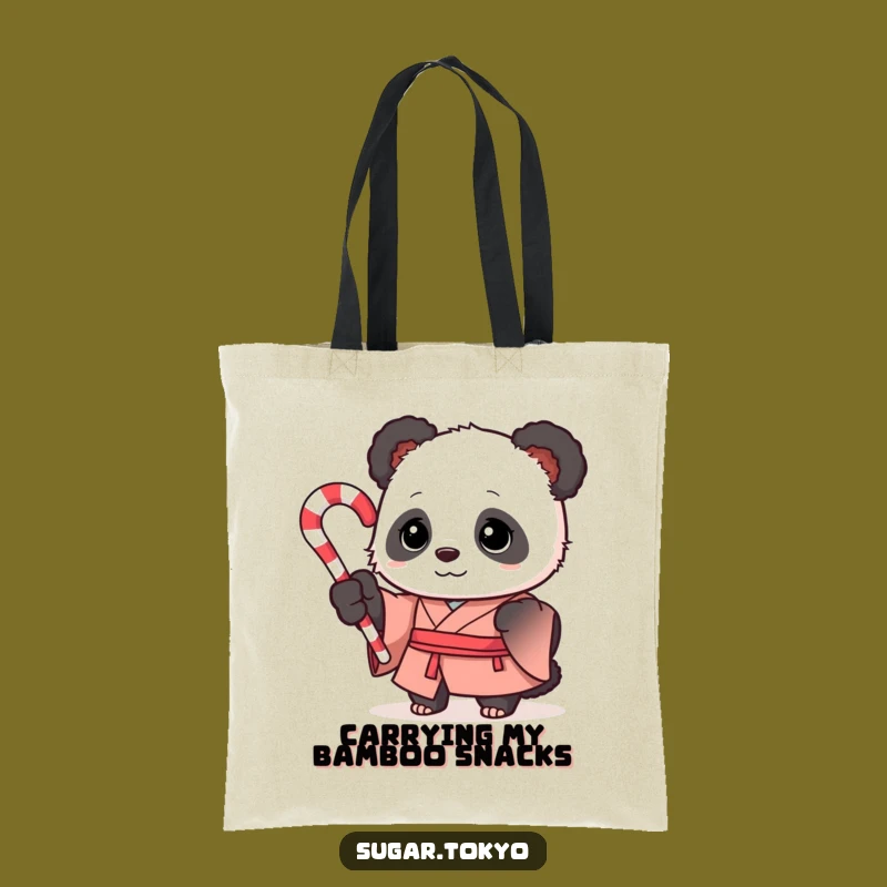 Funny Curious Panda Candy Cane Kimono Tote Bag - Chic and Hilarious Accessory