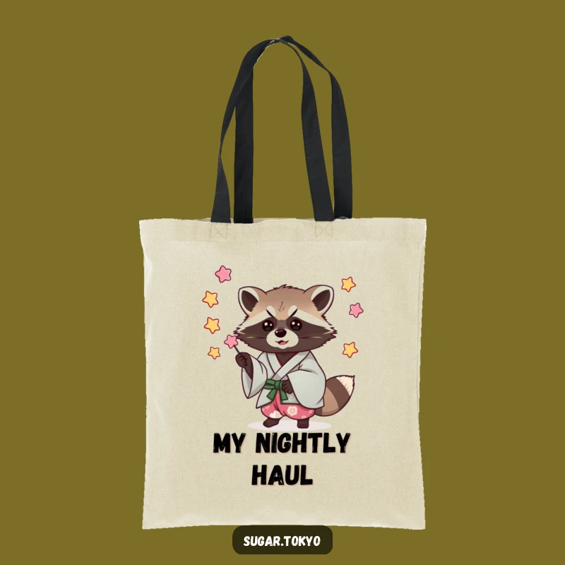 Funny Raccoon Kimono Tote Bag - Carry Your Loot Hilariously!